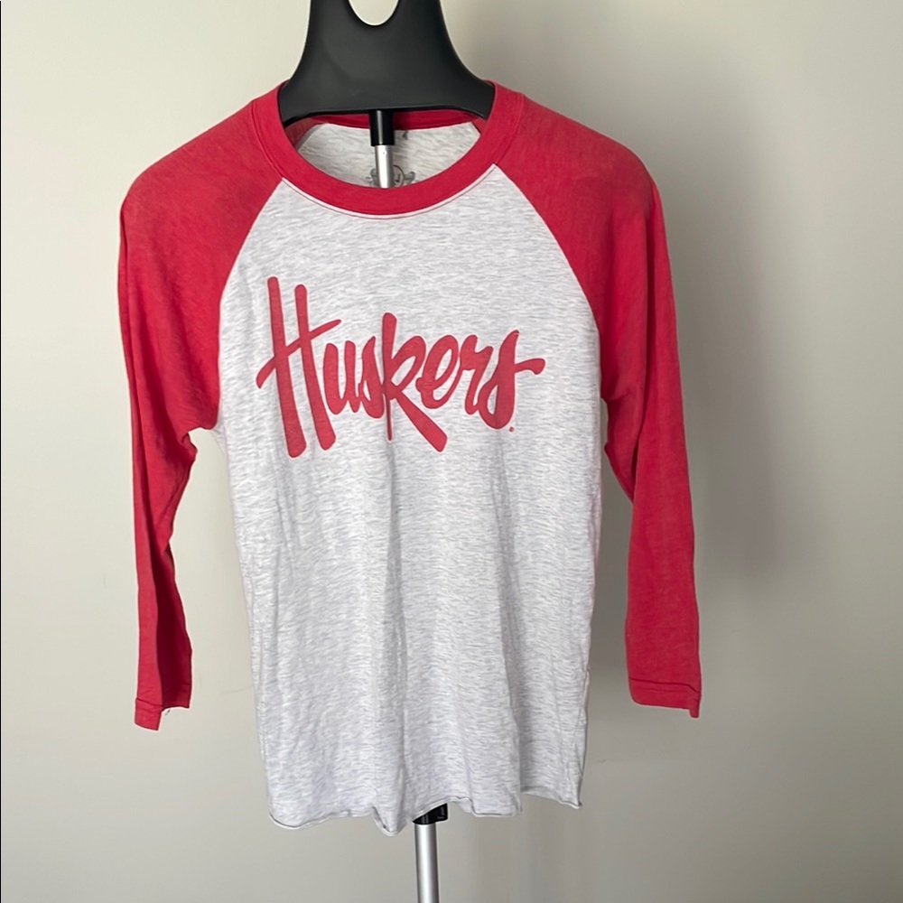 Huskers Red and Gray Raglan Shirt
